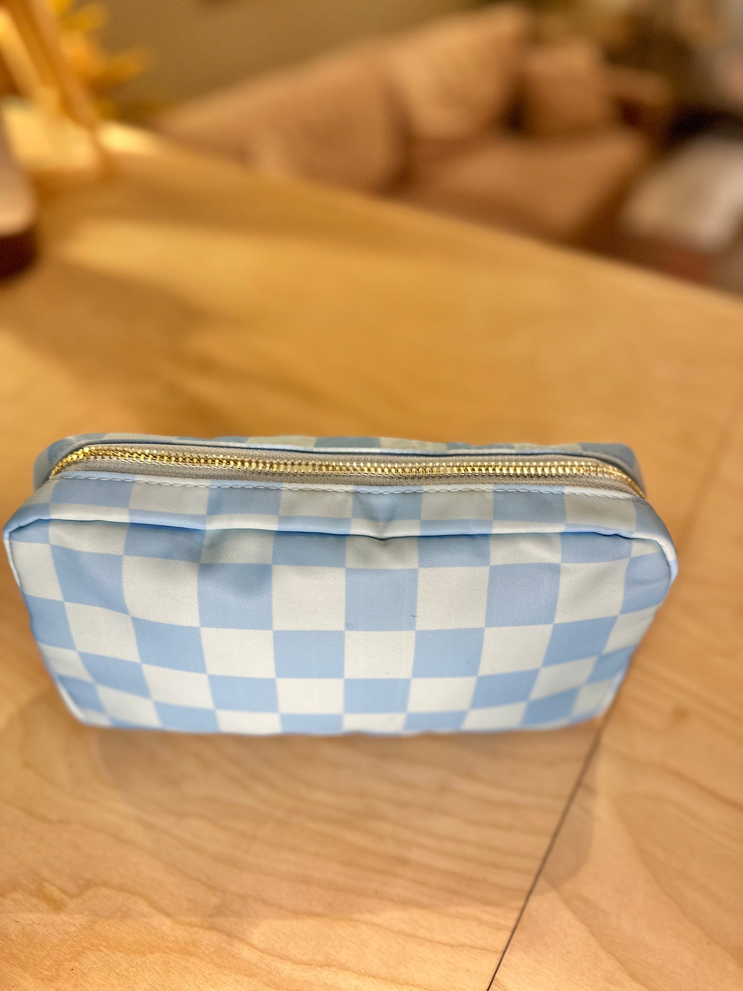 Medium Checkered Cosmetic Bag