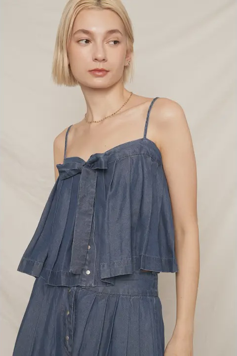 Ribbon Denim Tank Top