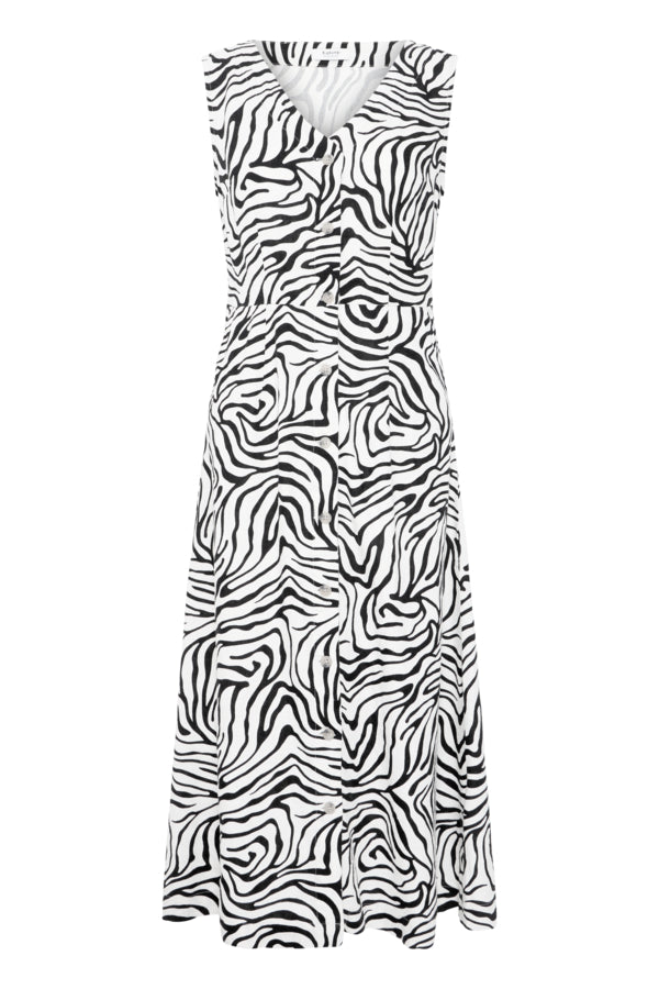 Zebra print dress on a white background