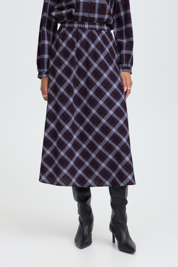 Flanny Checkered Midi Skirt