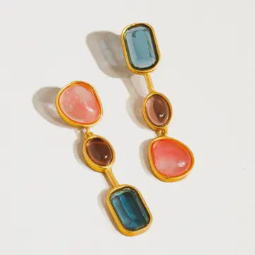 Delia 18K Gold Vintage Mismatch Drop Earring