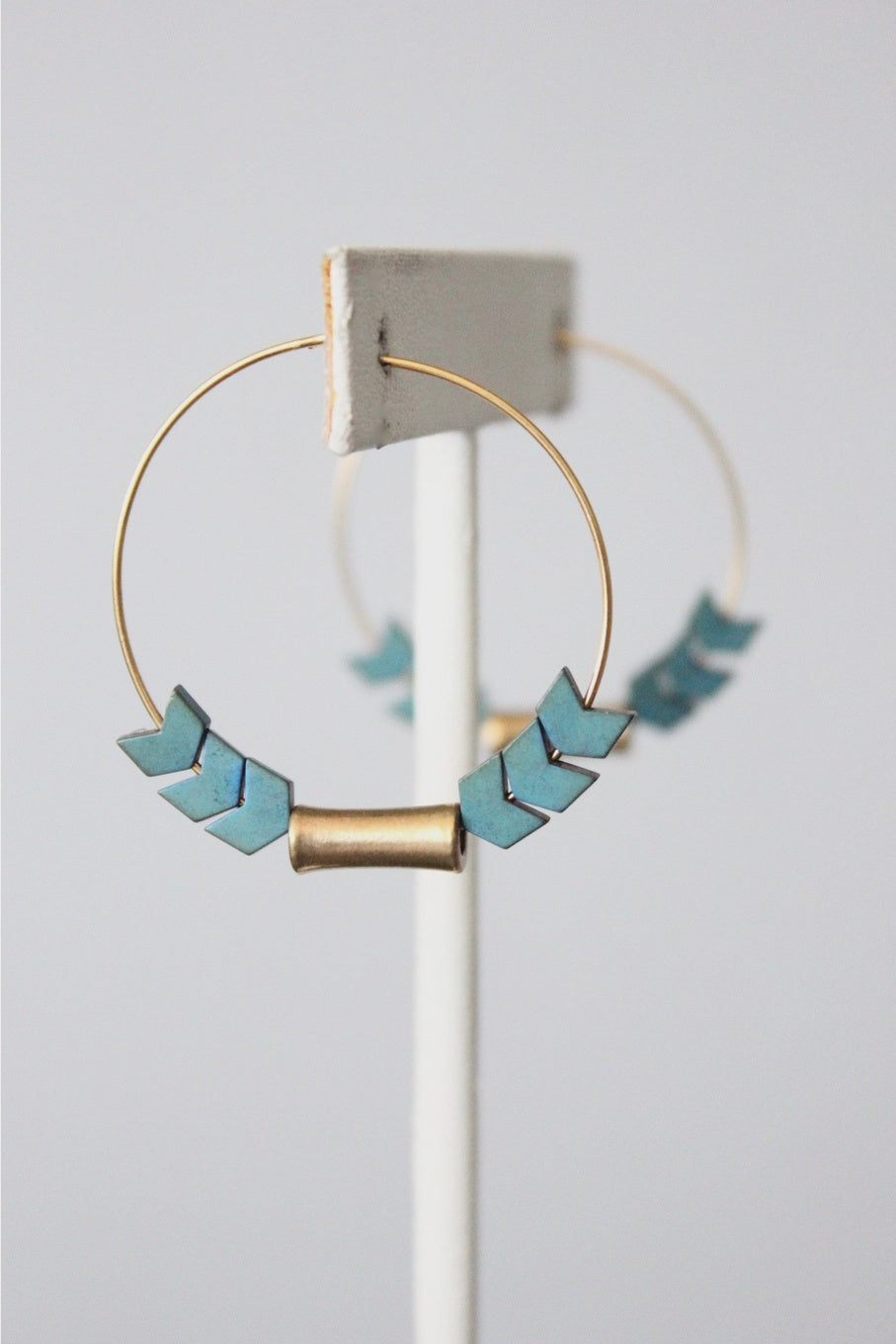 Hematite & Brass Bead Hoops