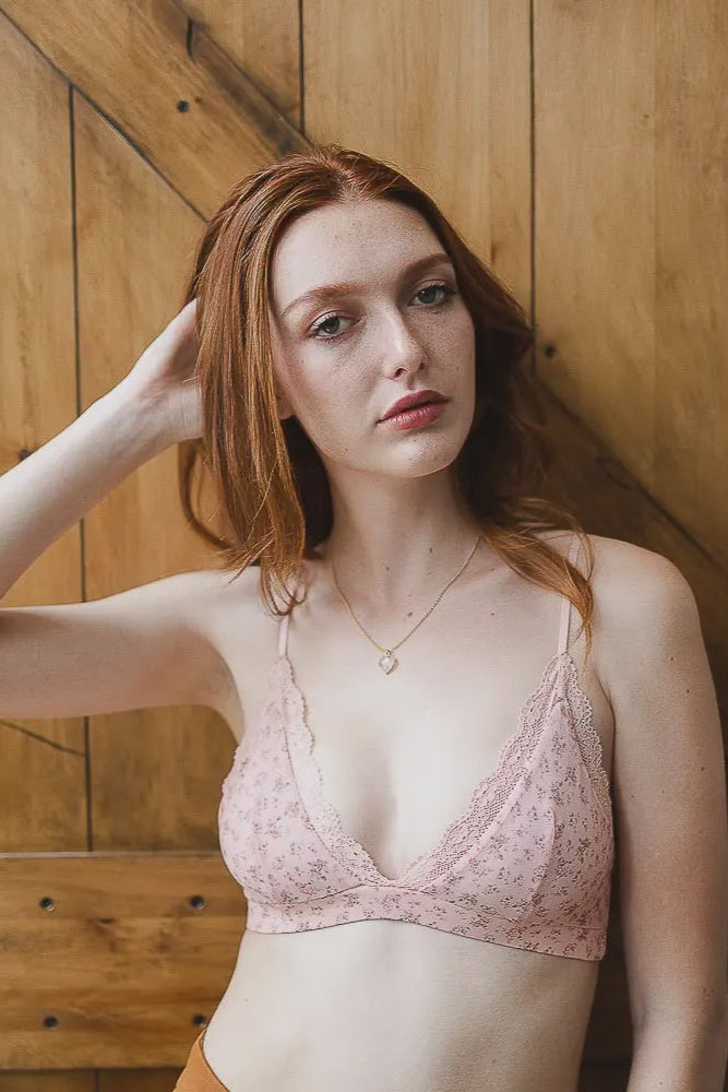Ditsy Floral Mesh Lace Trim Bralette