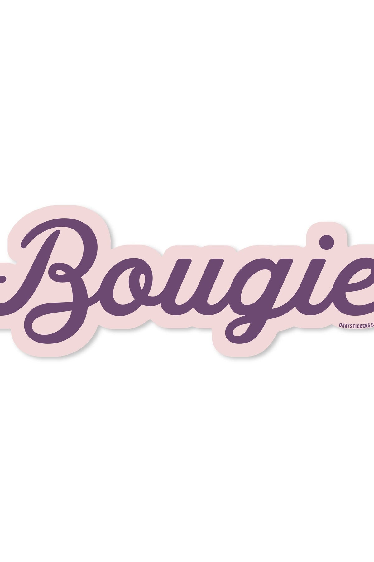 Sticker with the word 'Bougie' in a decorative font on a white background