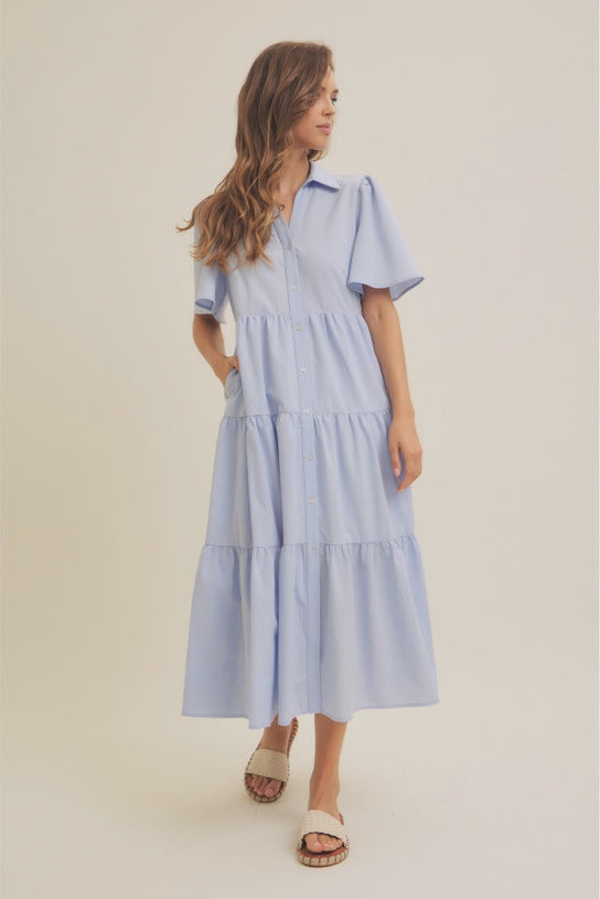 Flutter Sleeve Midi Dress