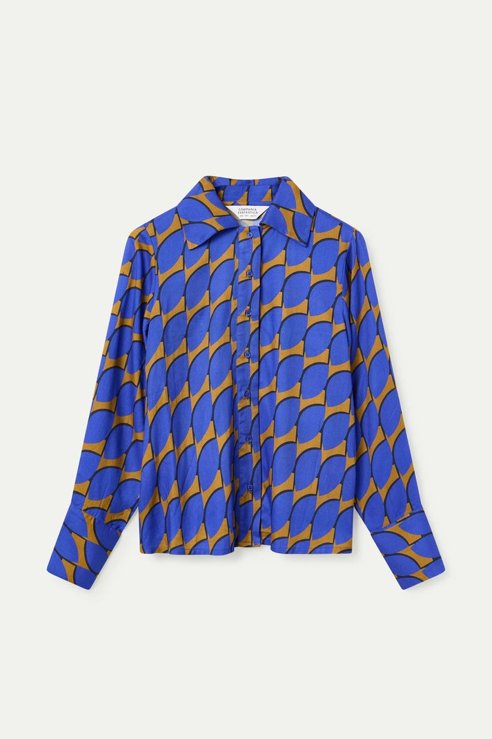 Geometric Cobalt Blouse