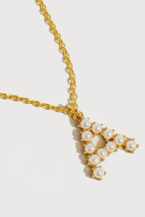 Hannah 18K Gold Alphabet Pearl Letters Necklace