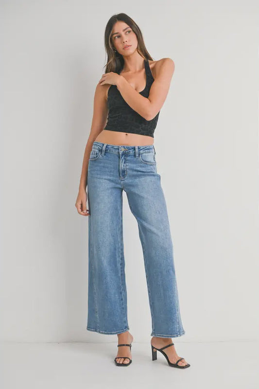 Seamed Wide Leg Jeans