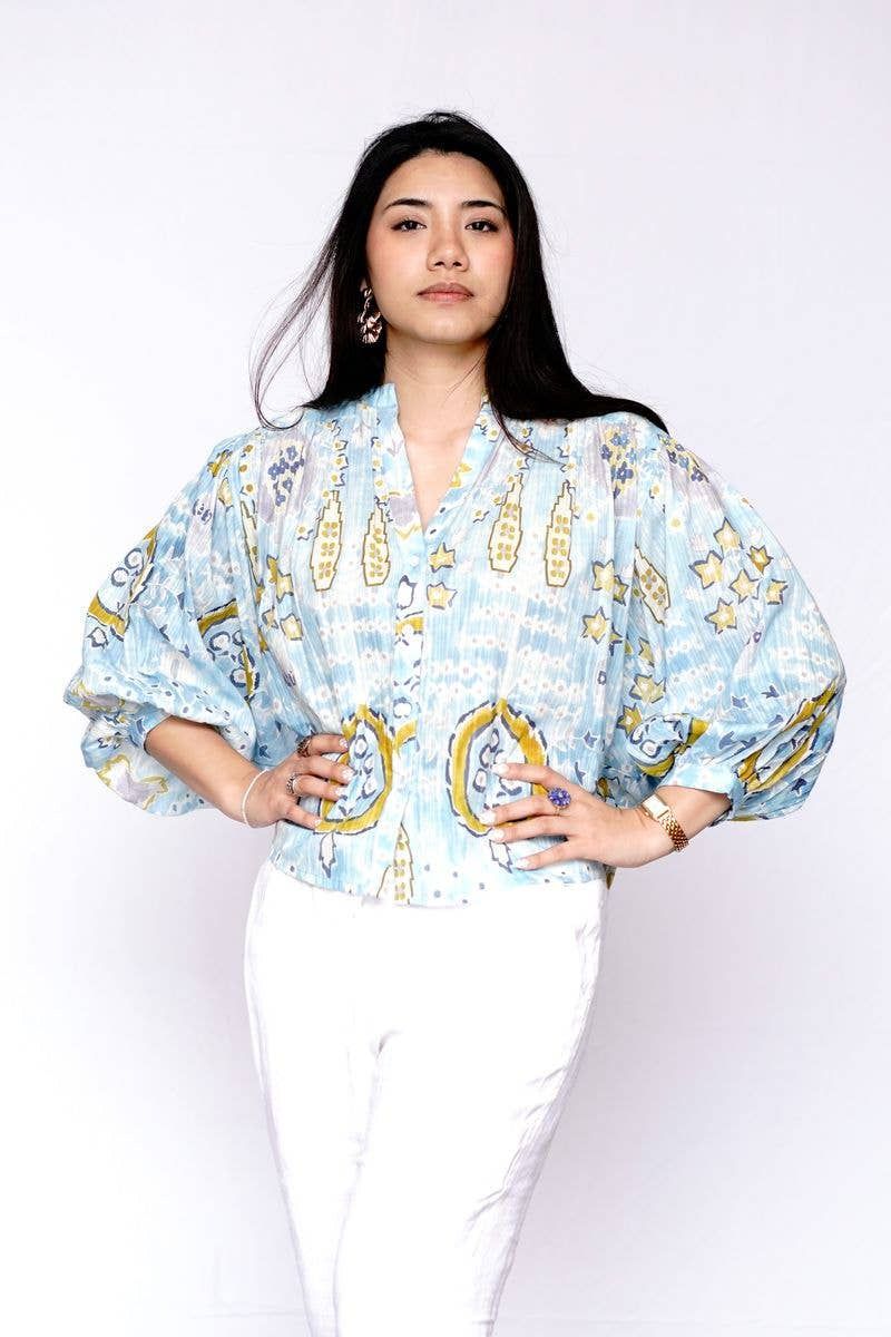 Mille Ikat Balloon Sleeve Top