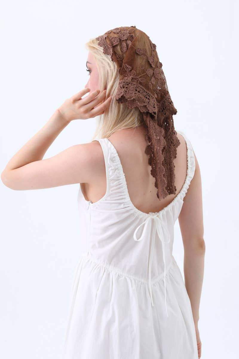 Lace Mesh Embroidered Head Wrap
