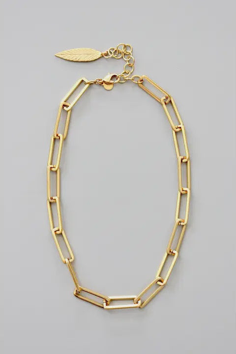 Matte Gold Paperclip Chain Necklace