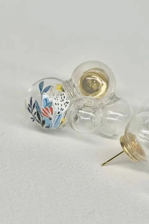 Glass Bubble Earrings- Spotted Orchid