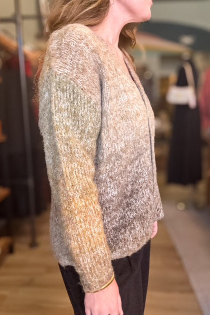 Smiley Ombre Fuzzy Cardigan