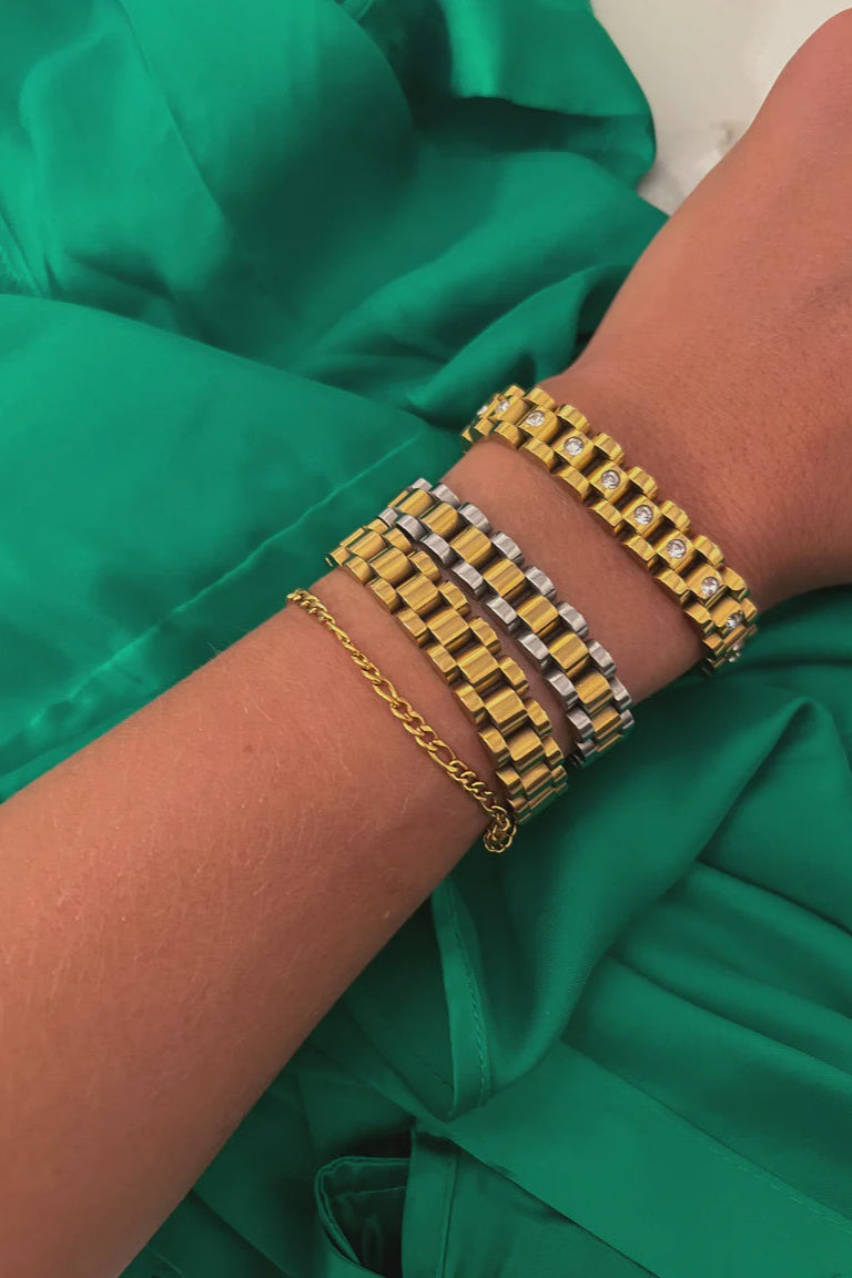 Two-Tone Watch Band Bracelet