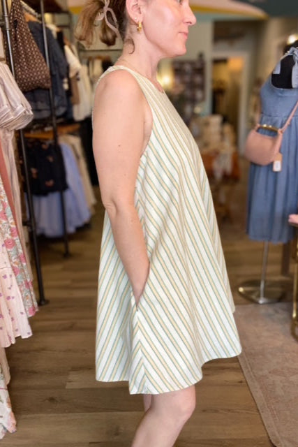 Open-Back Striped Swing Dress
