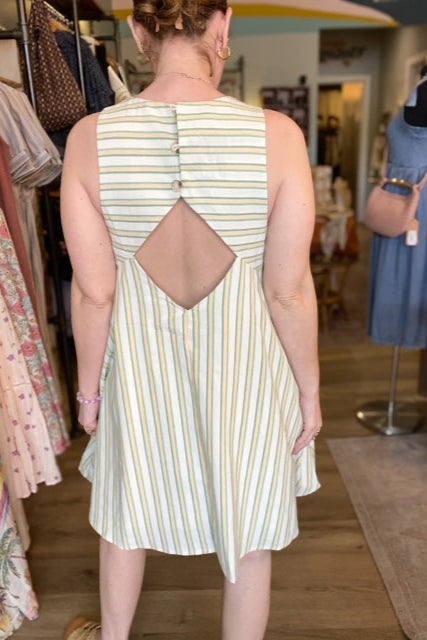 Open-Back Striped Swing Dress