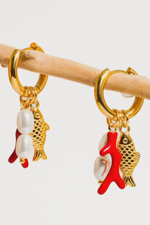 Rocaille Fish Pearl Earrings