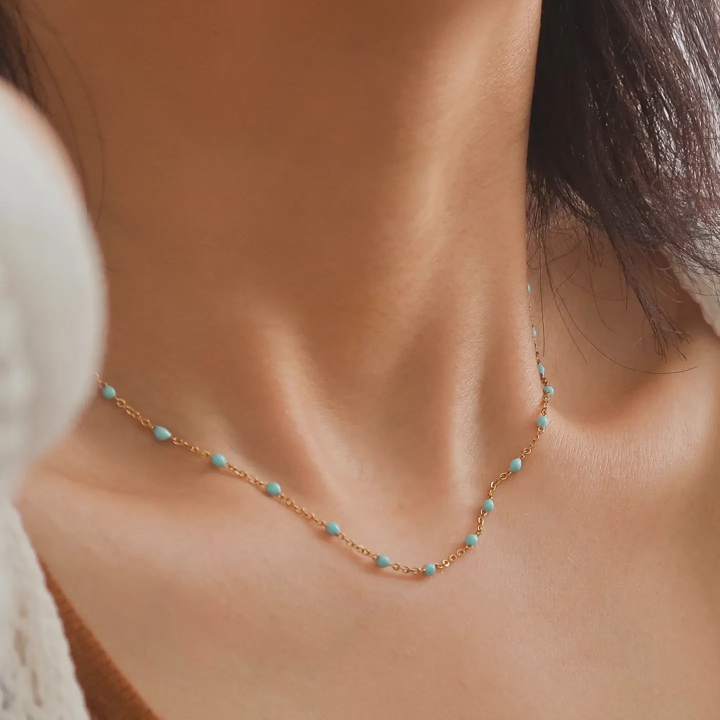 Soleil 18K Gold Non-Tarnish Beaded Petite Chain Necklace