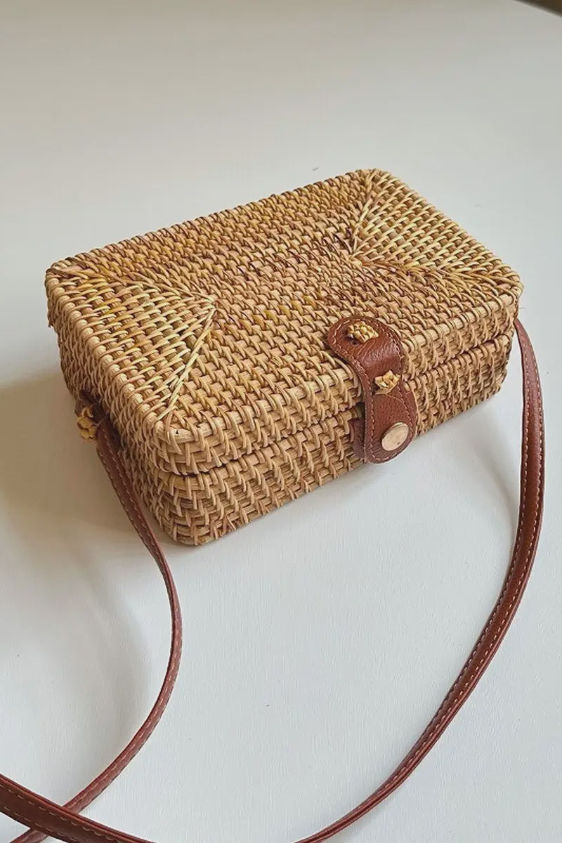 Vintage Rattan Camera Bag Crossbody