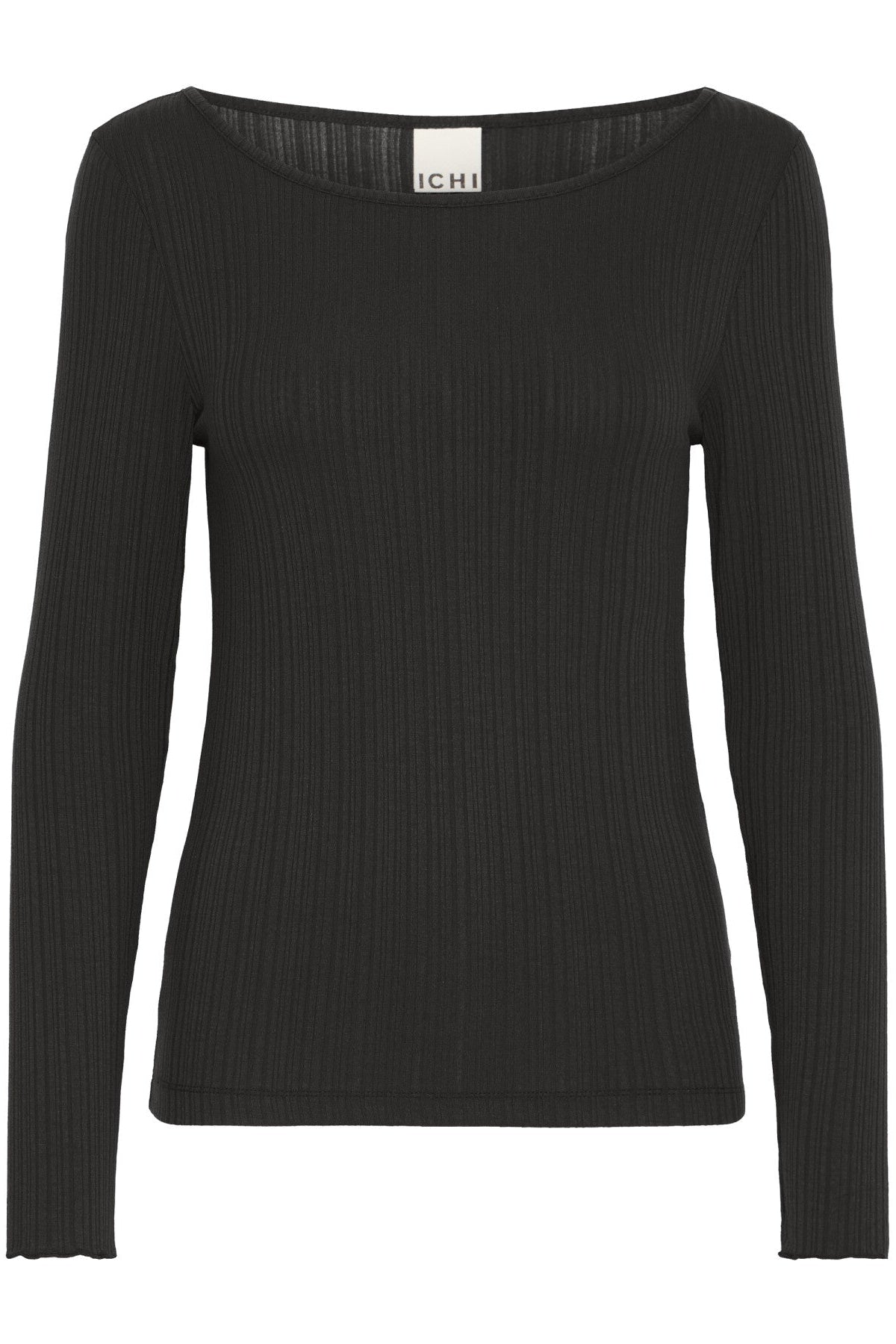 Black long-sleeve top on a white background