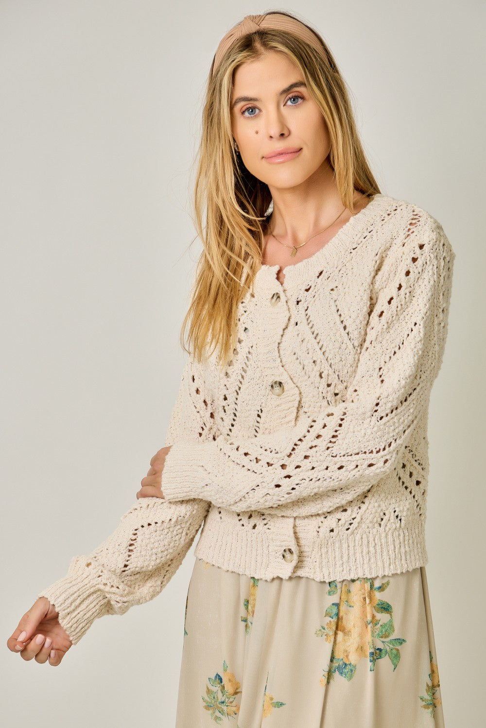 Creme Crochet Cardigan