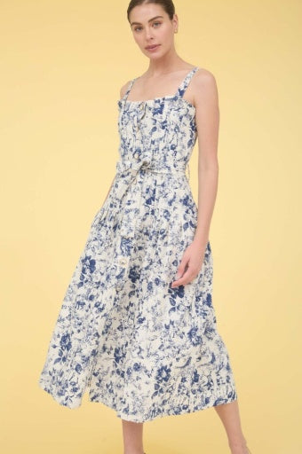 Navy Forest Printed Midi Dress