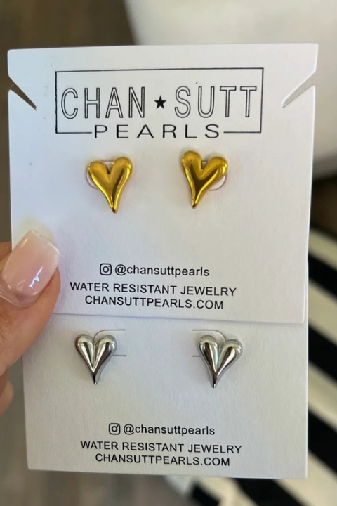 Silver Heart Studs