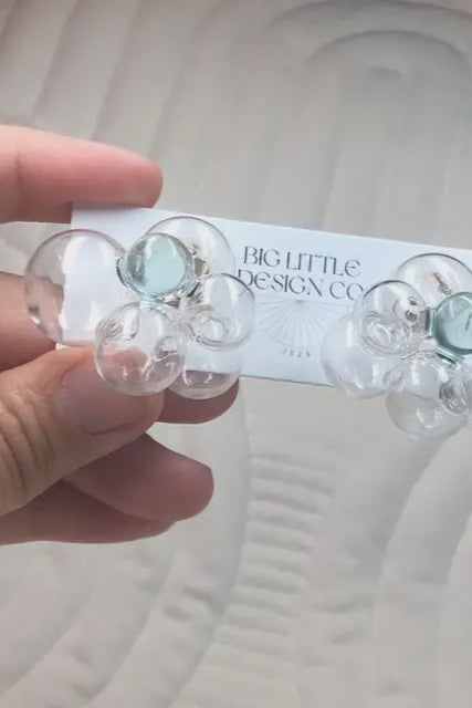 Light Blue Glass Bubble Earrings