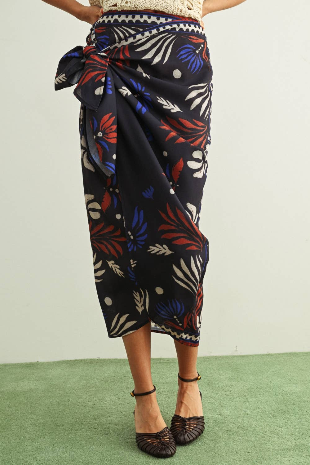 Seaside Printed Wrap Skirt