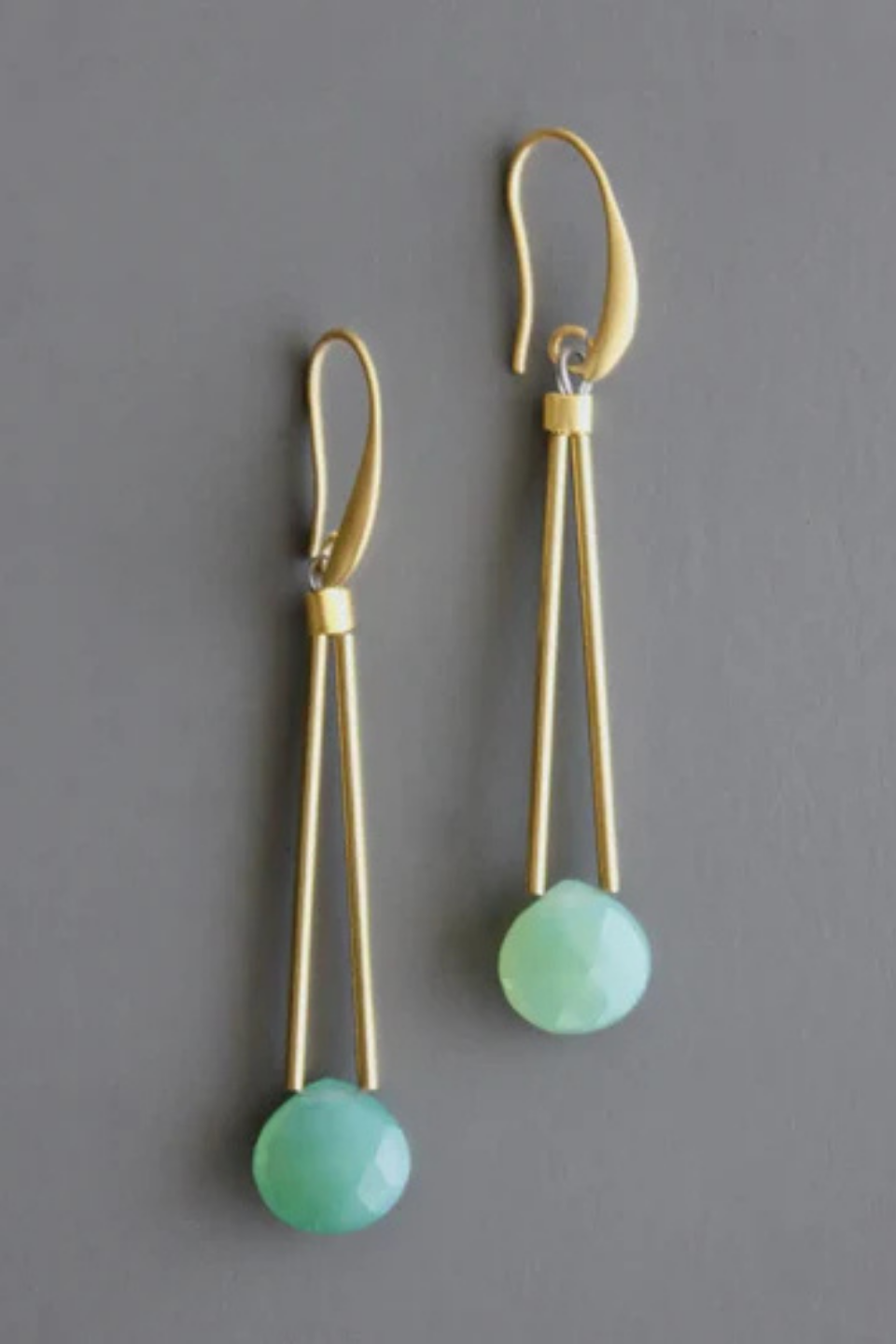 Green Onyx Geometric Earrings