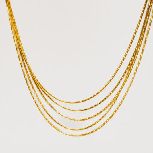 Parie 18K Gold Non-Tarnish Layered Chain Necklace