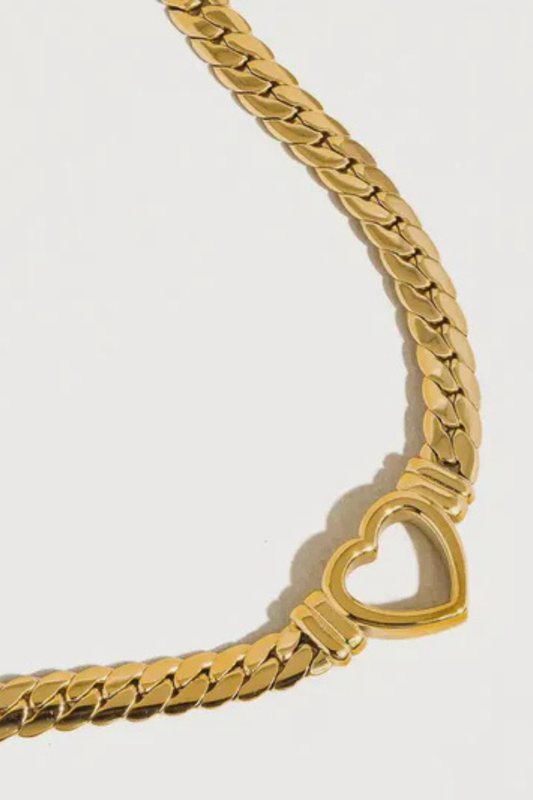Tessa 14K Non-Tarnish Heart Snake Chain Necklace