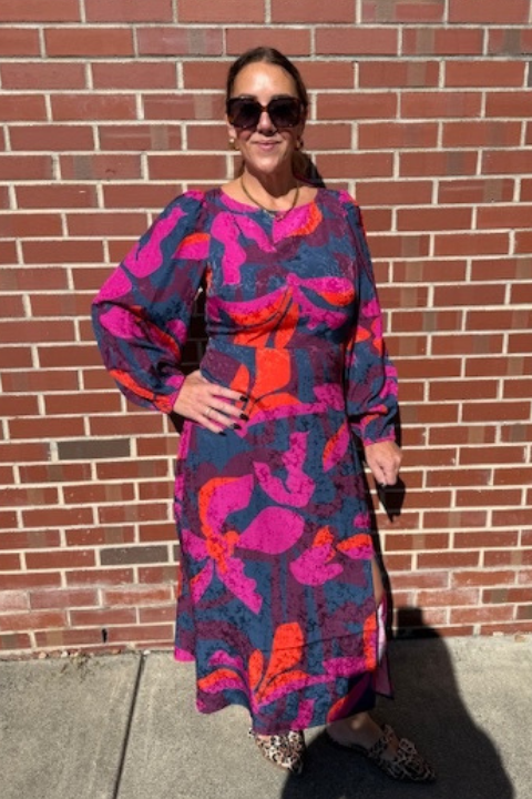 Print Geo Flower Dress