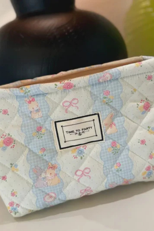 Floral Quilted Cosmetic Pouch