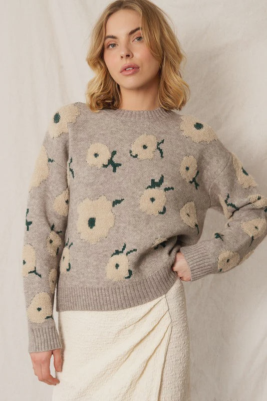 Jacquard Flower Sweater