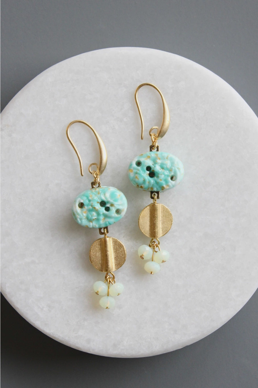 Textured Turquoise Cluster Earrings