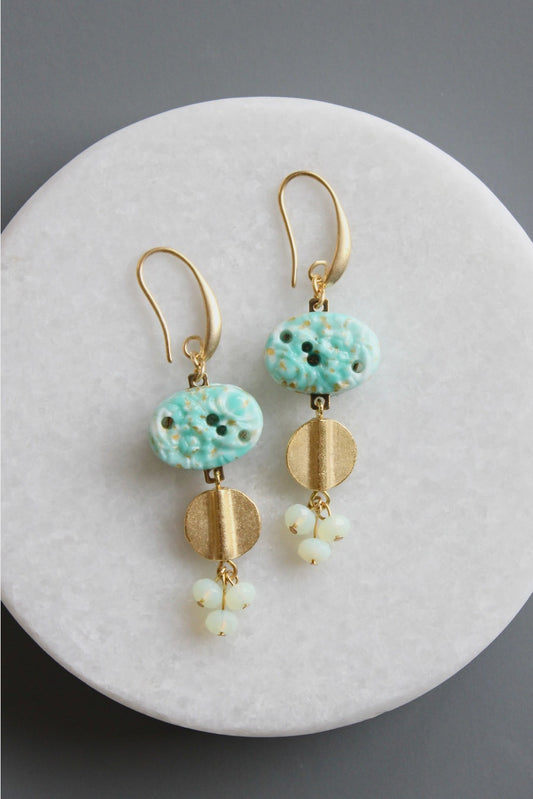 Textured Turquoise Cluster Earrings