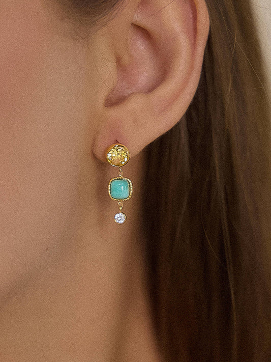 Liberté  Green Stone Drop Earrings