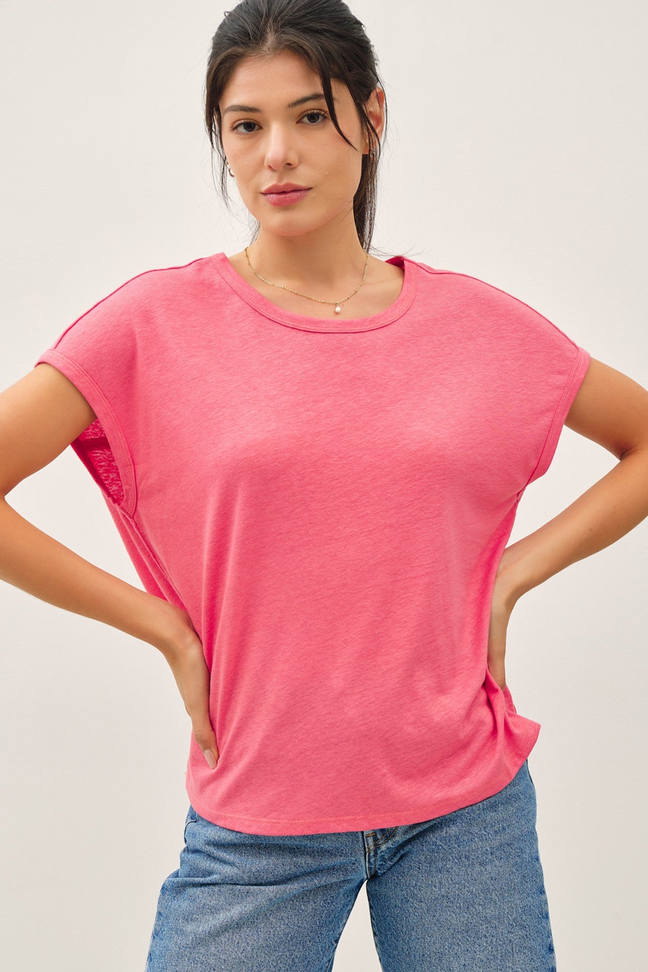 Guava Punch Linen Blend Tee