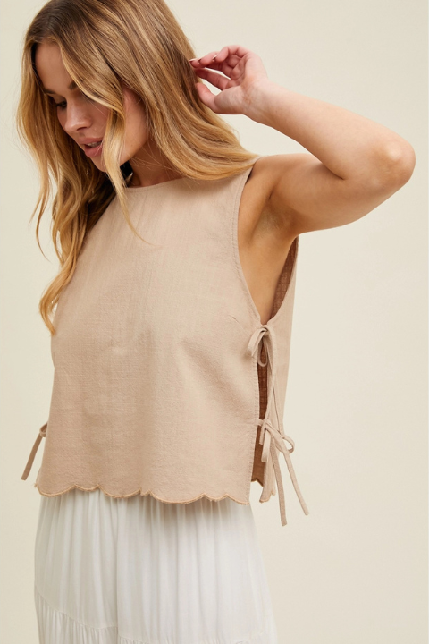 Side-Tie Cotton Tank