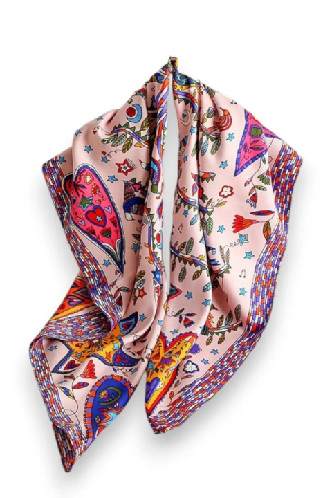 Vibrant Scarf with Whimsical Bohemian Print