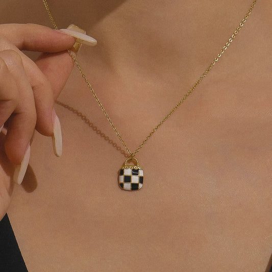 Onrae Checkered Pendant Necklace