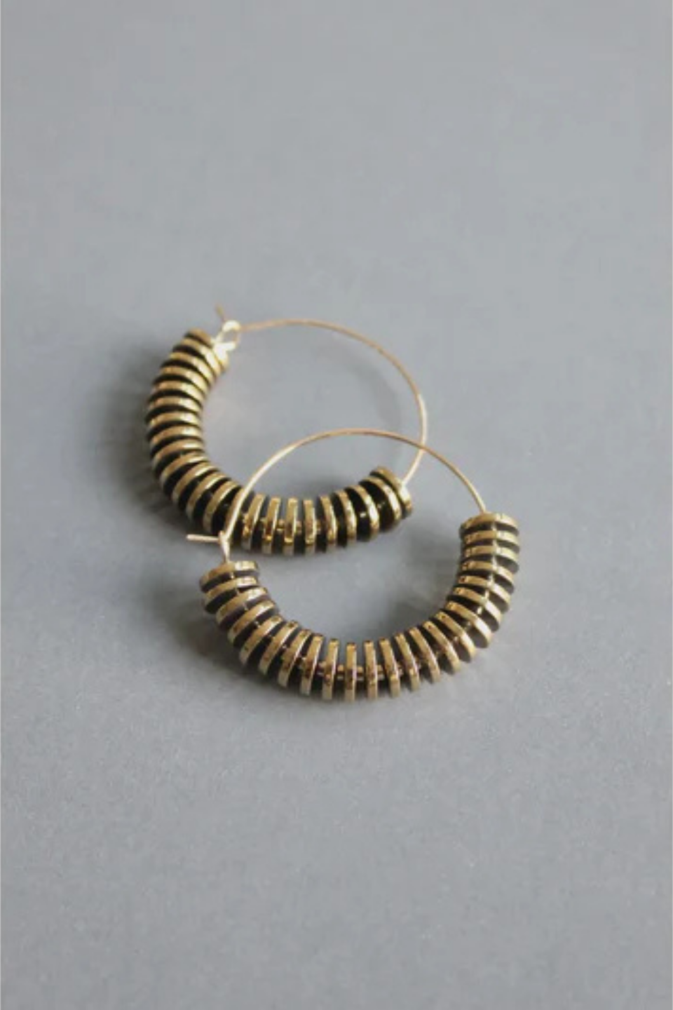 Chunky Gold Hematite Hoop Earrings