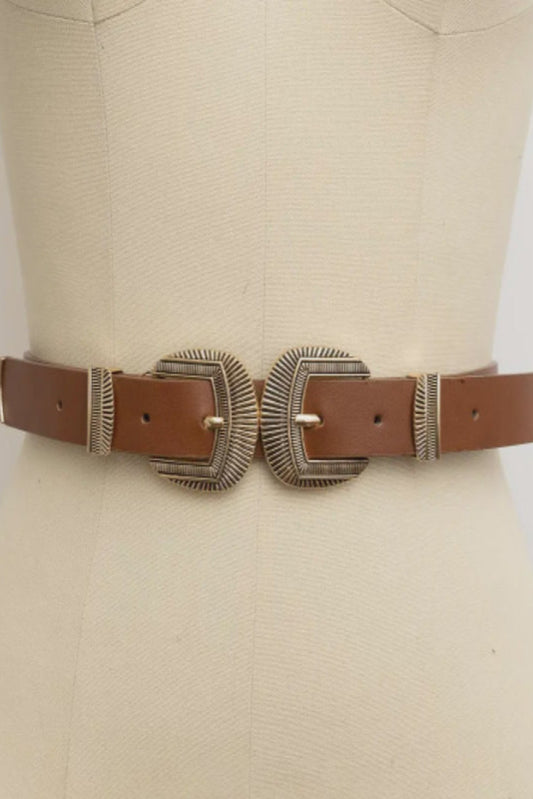 Double Buckle Western Style Belt