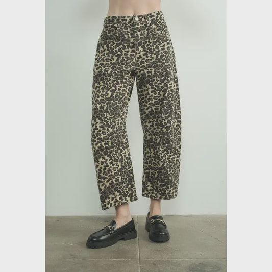 Denim Animal Print Pants