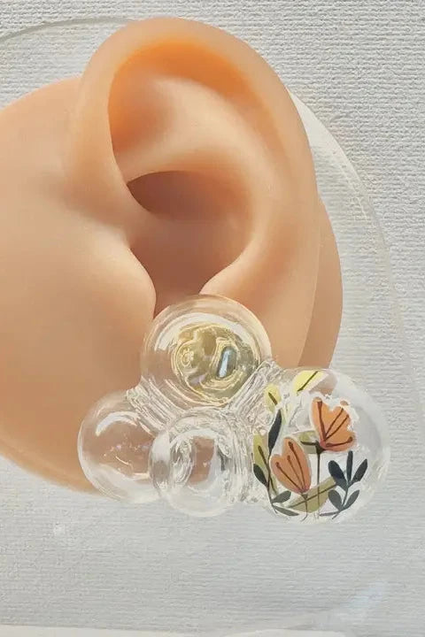 Glass Bubble Earrings - Orange Star Lilies