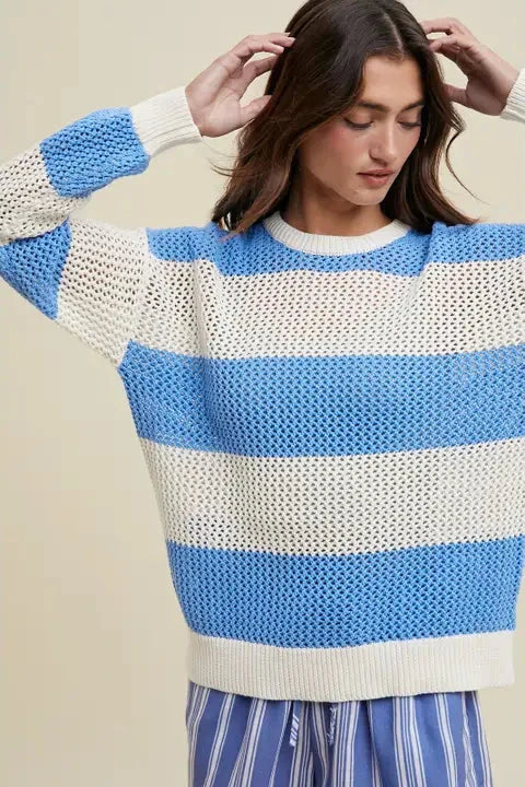 Bold Stripe Crochet Sweater