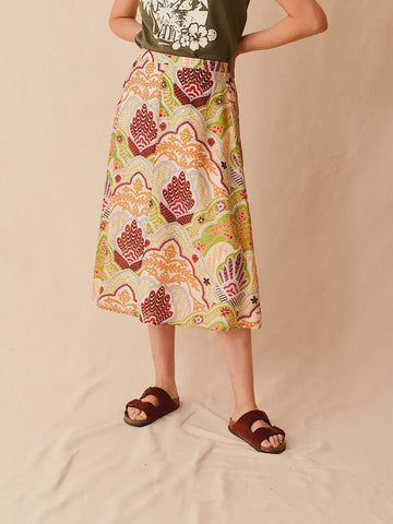 Sunset Printed Midi Skirt