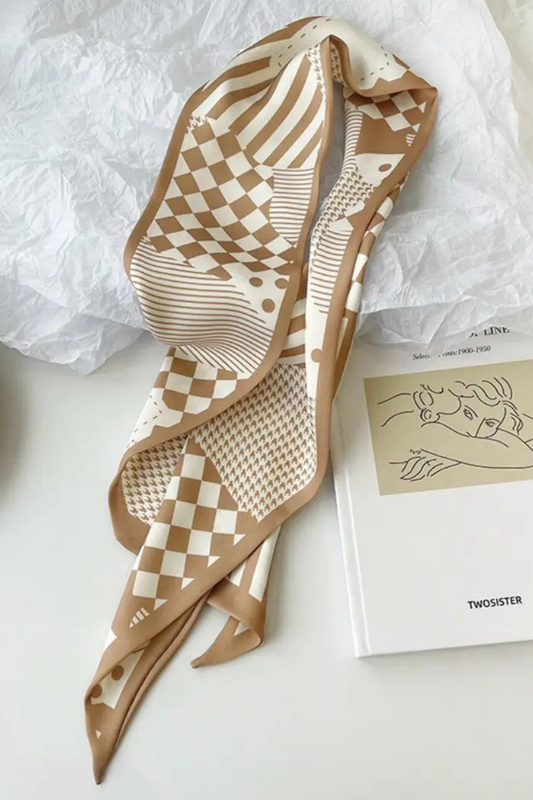 Modern Mixed Print Skinny Scarf