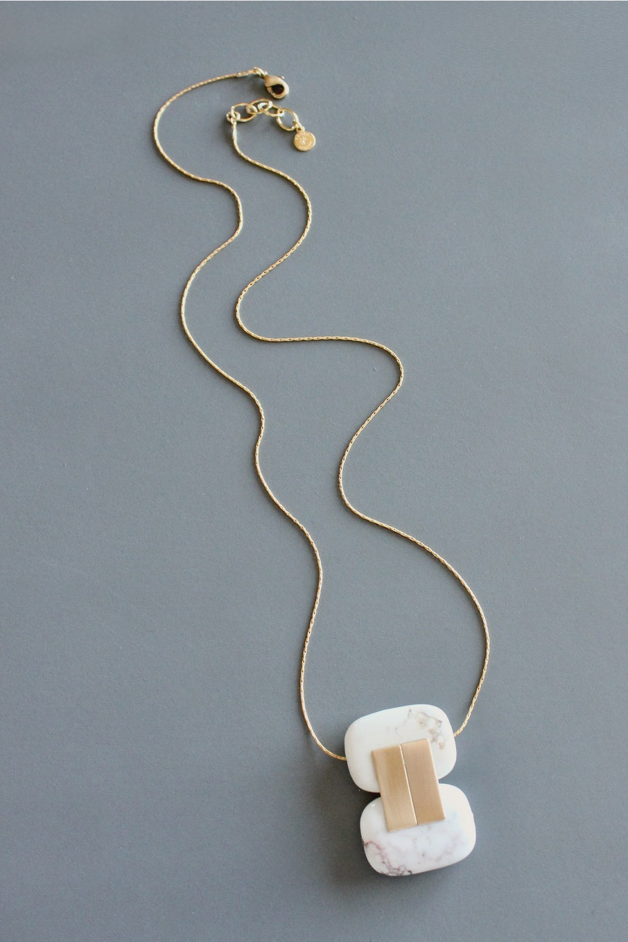 White Turquoise Geometric Pendant Necklace